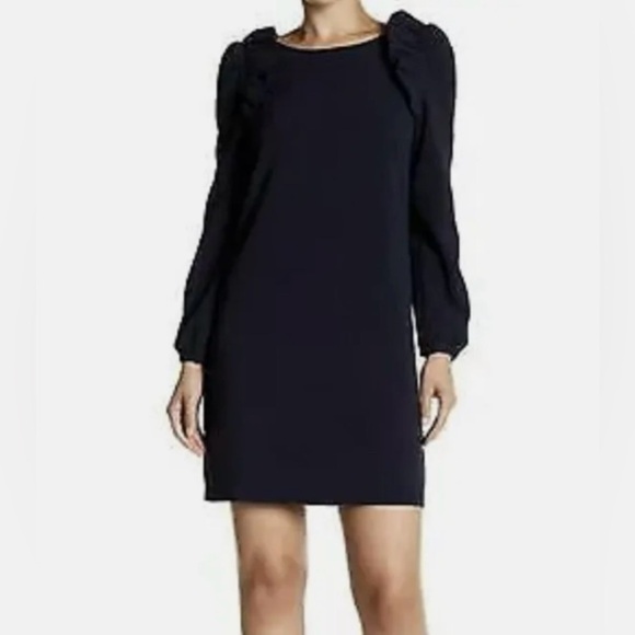 Eliza J Dresses & Skirts - NWT Eliza J Ruffle Puff Shoulder Shift Dress Navy Blue Size 12